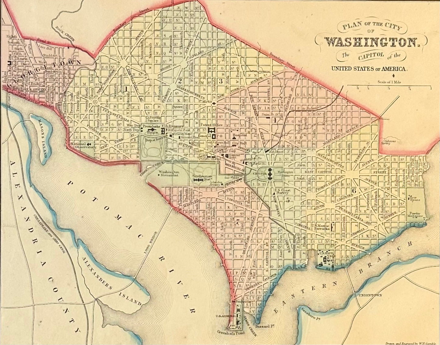 Washington DC by Augustus Mitchell, 1860