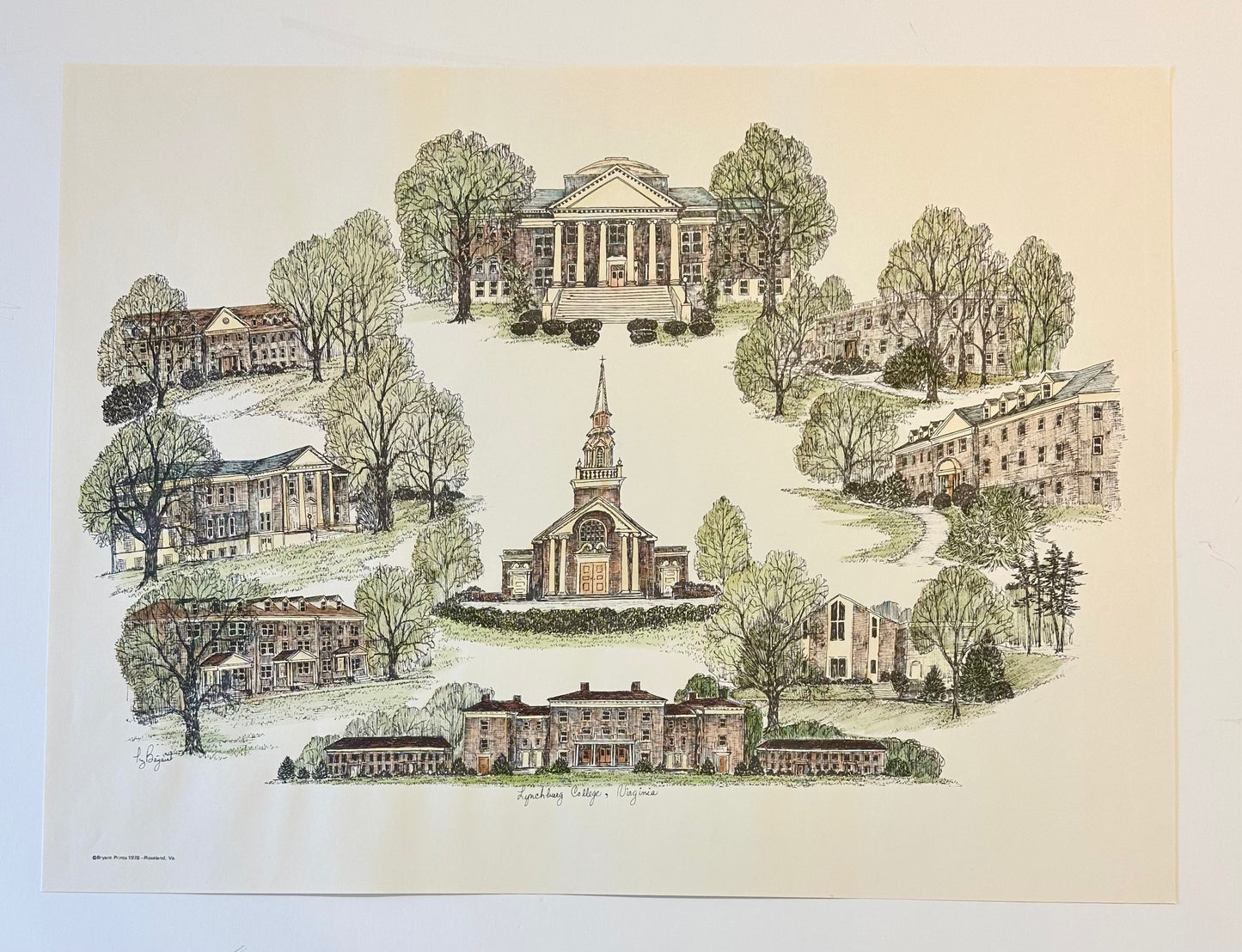 Lynchburg College Print by Liz Bryant