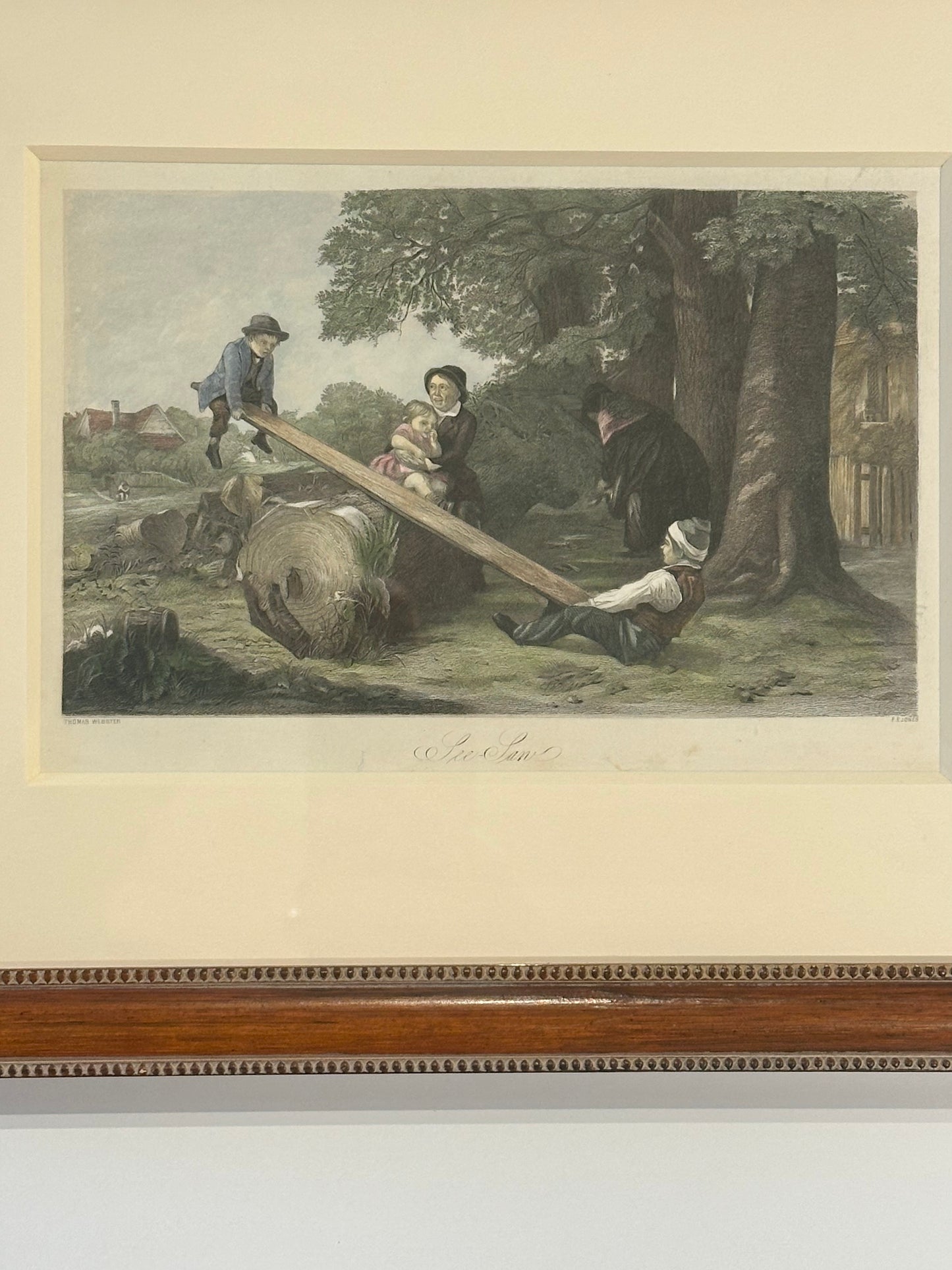 See-saw, Original framed engraving, c. 1850