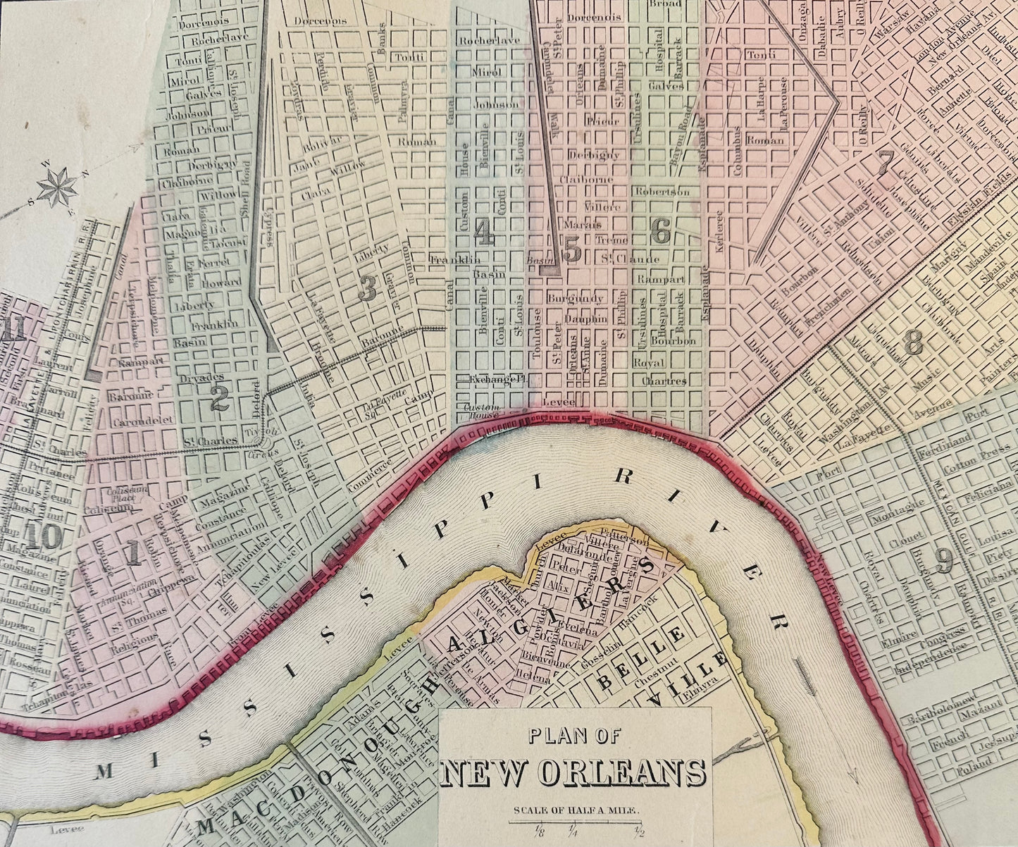 New Orleans, Original Engraving by Samuel Mitchell, 1863