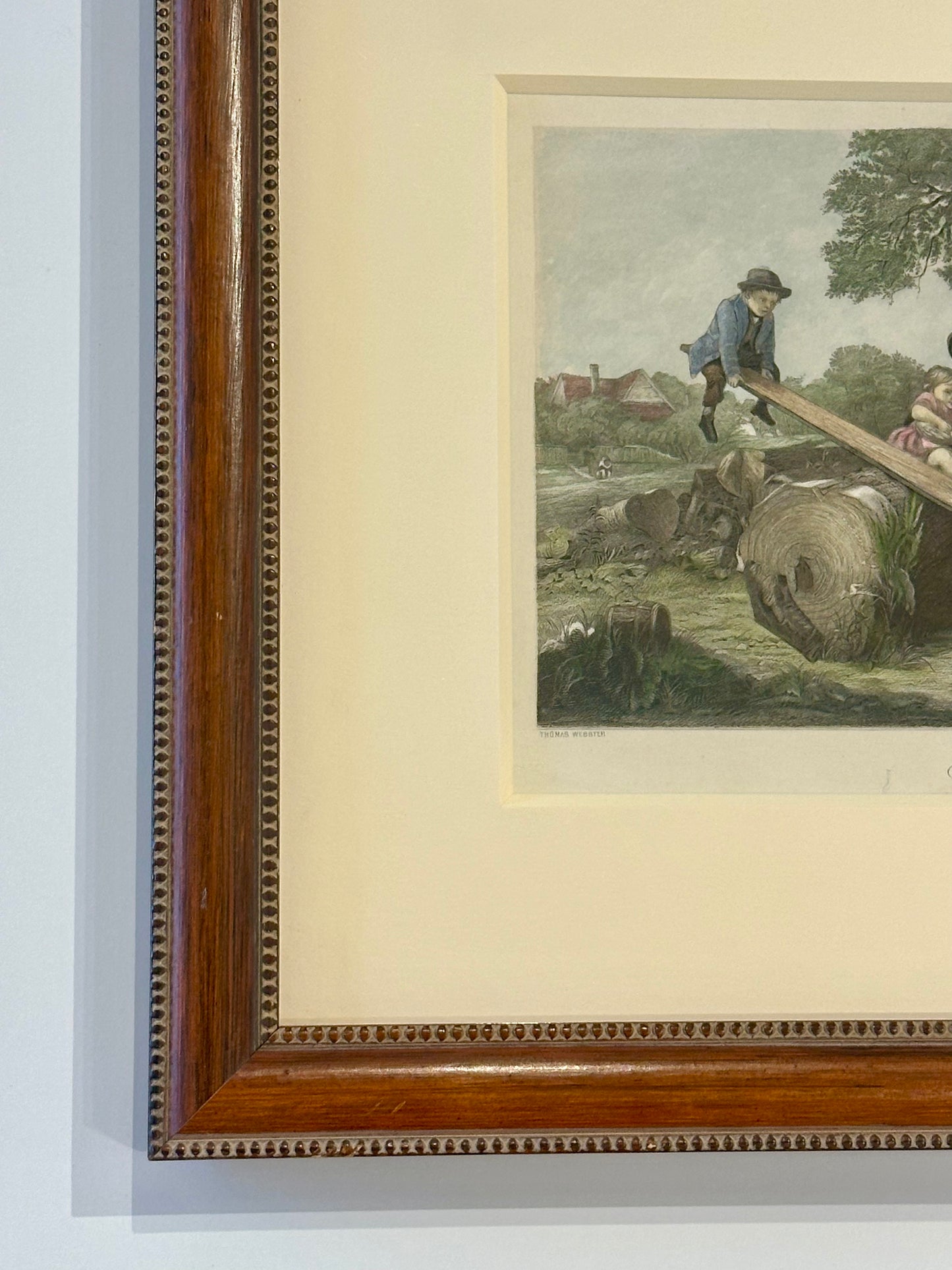 See-saw, Original framed engraving, c. 1850