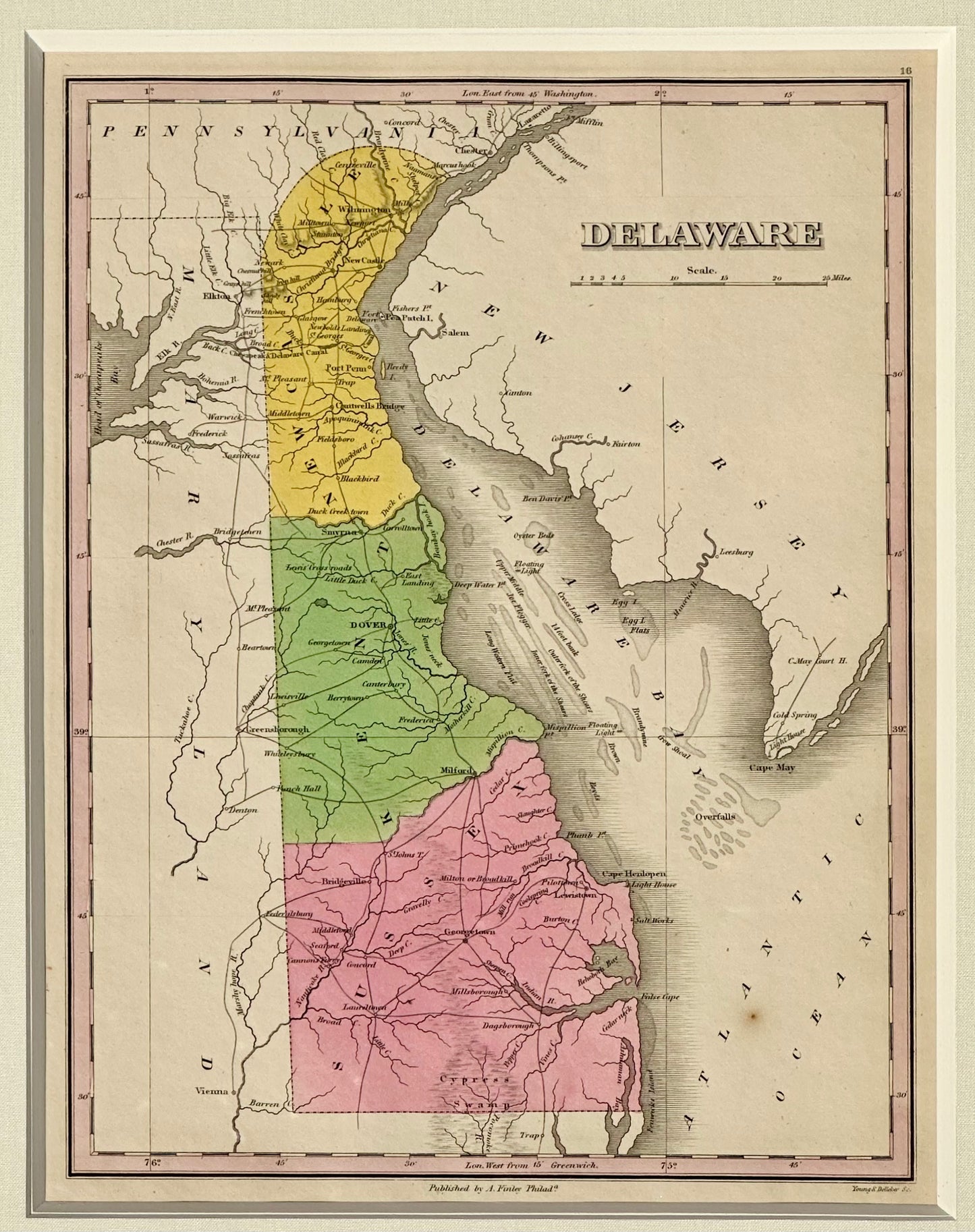 Map of Delaware by Anthony Finley, 1824 (framed)