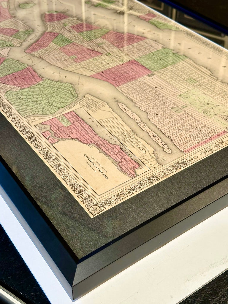 New York City Map by Johnson, Framed (Circa 1864)