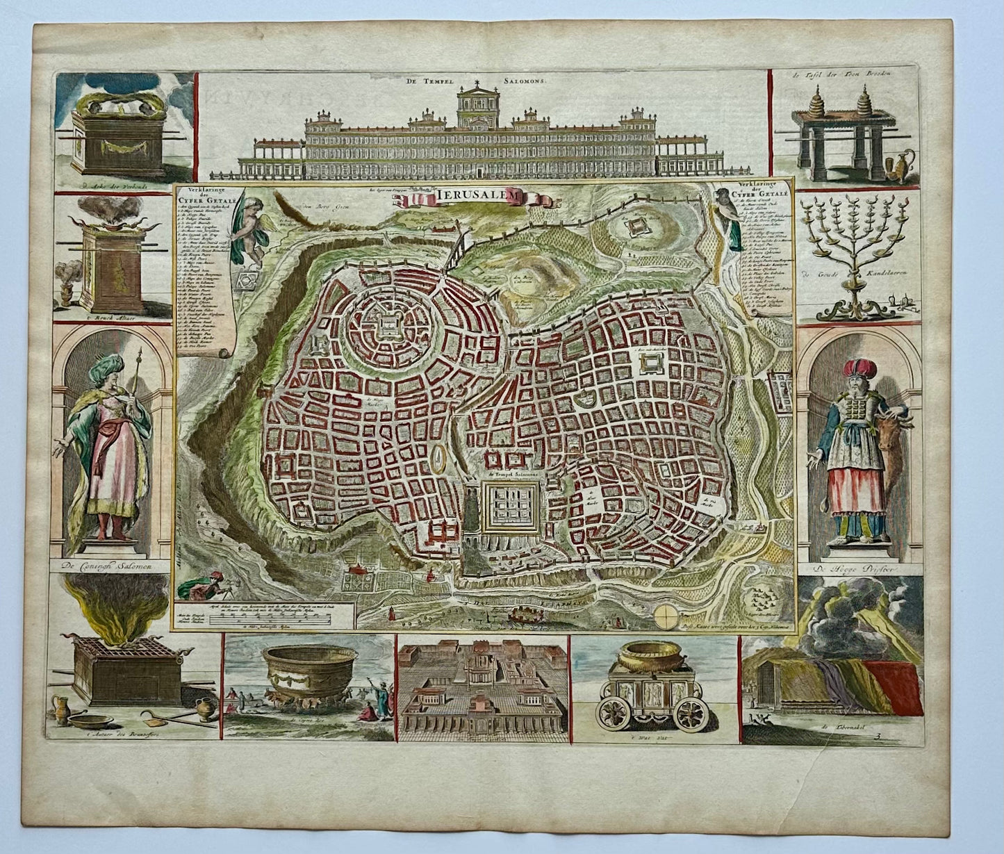 Jerusalem, Original Map by Daniel Stoopendaal, Circa 1710