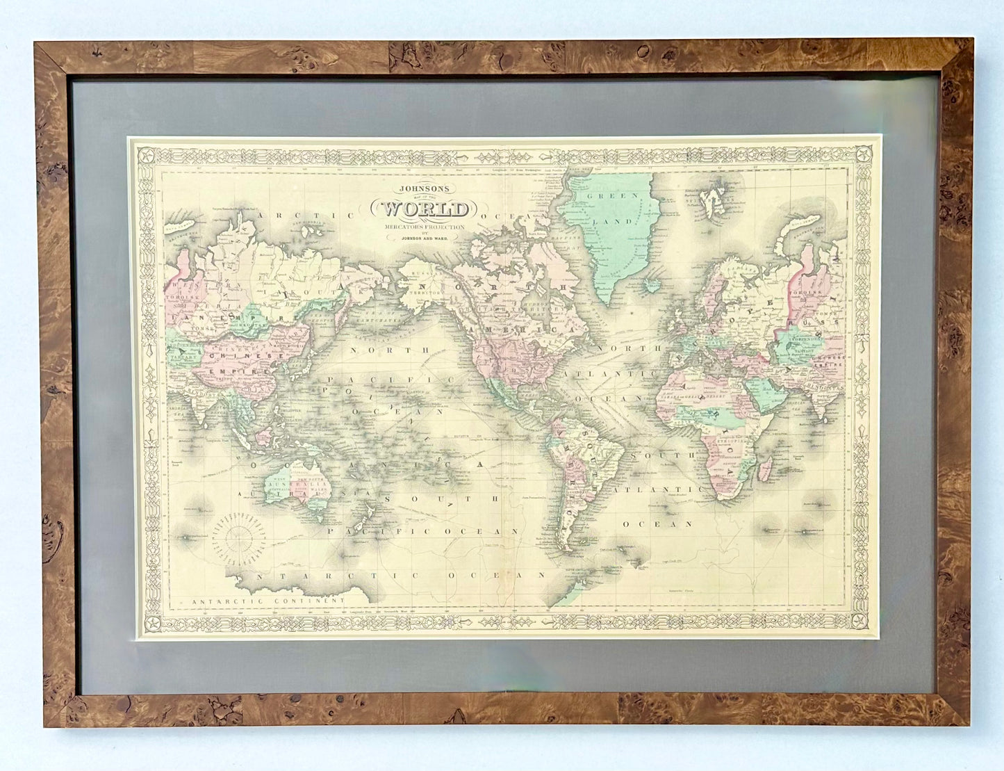 Map of the World on Mercator's Projection by Johnson, 1861