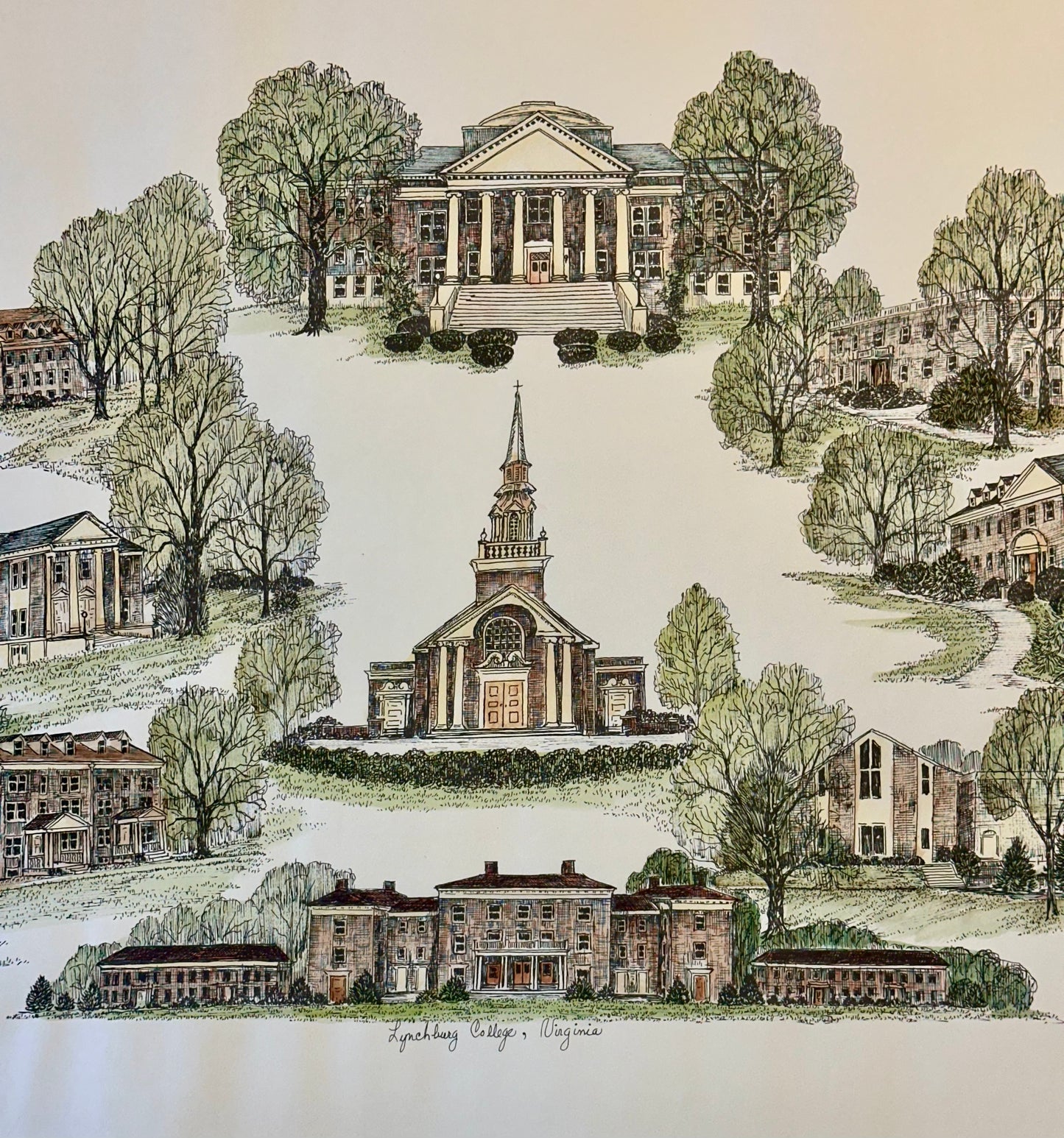 Lynchburg College Print by Liz Bryant