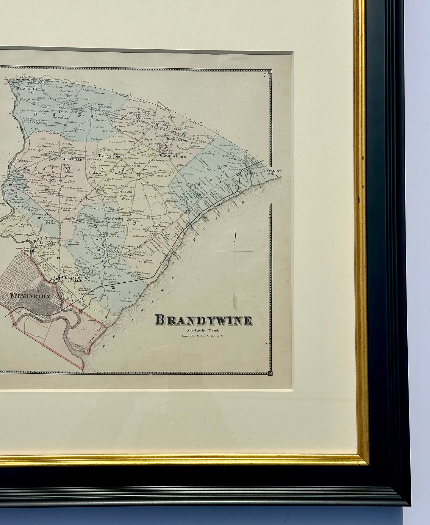Brandywine Hundred, Delaware (Original framed engraving, 1868)