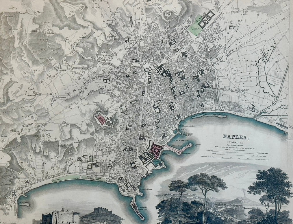 Naples Map by Baldwin, 1835