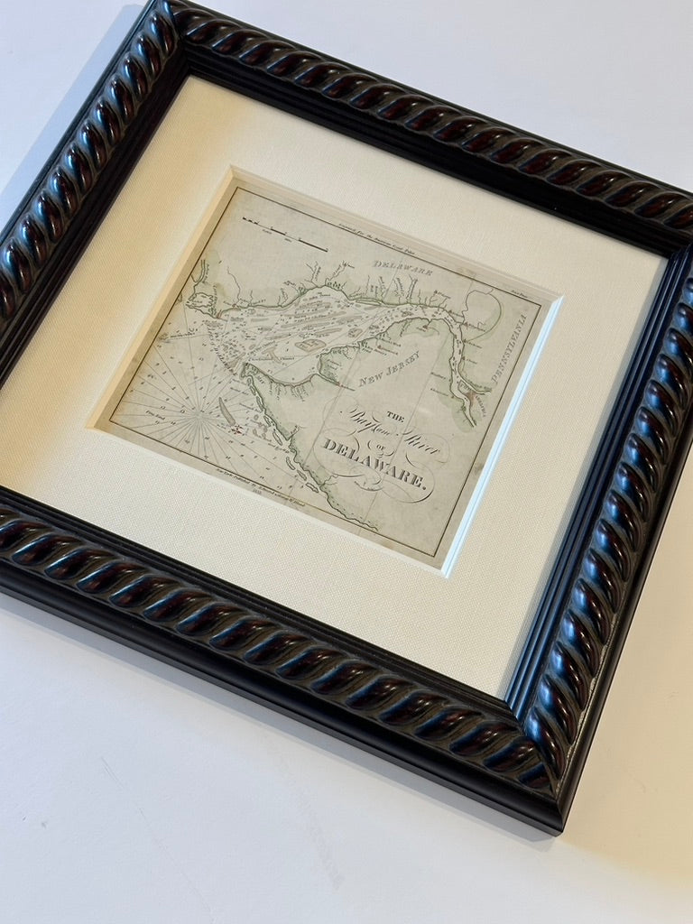 Coastal Chart: Bay & River of Delaware by Edmund Blunt, 1833 (framed)