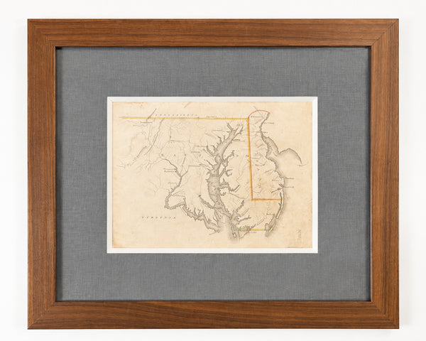 Delaware & Maryland Map by Luke Drury, 1822