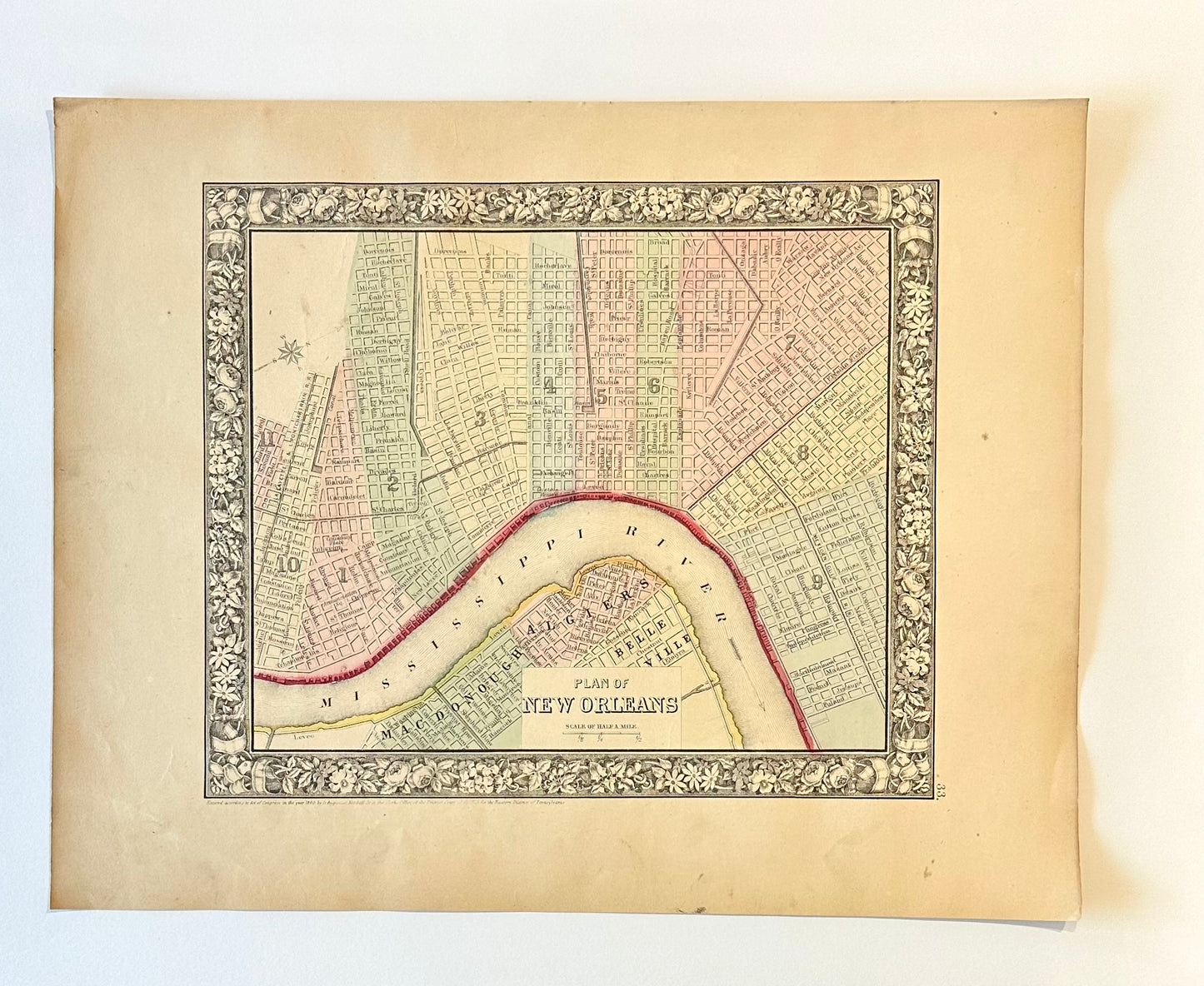 New Orleans, Original Engraving by Samuel Mitchell, 1863