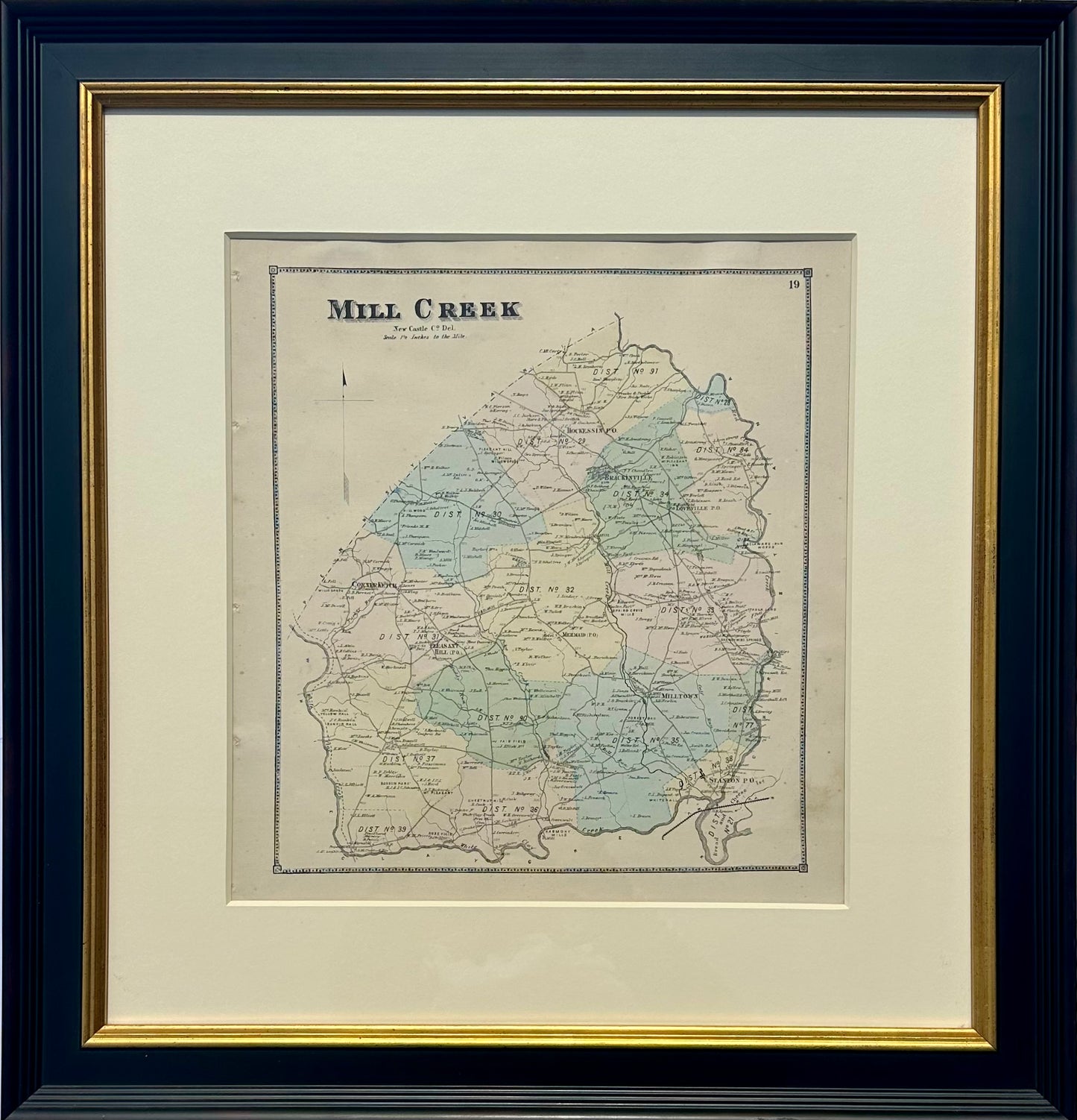 Mill Creek Hundred, Delaware (Mid 19th Century Original Framed Engraving)