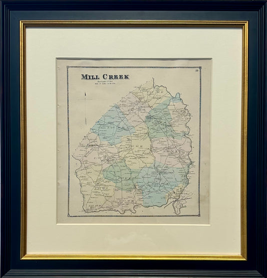 Mill Creek Hundred, Delaware (Mid 19th Century Original Framed Engraving)