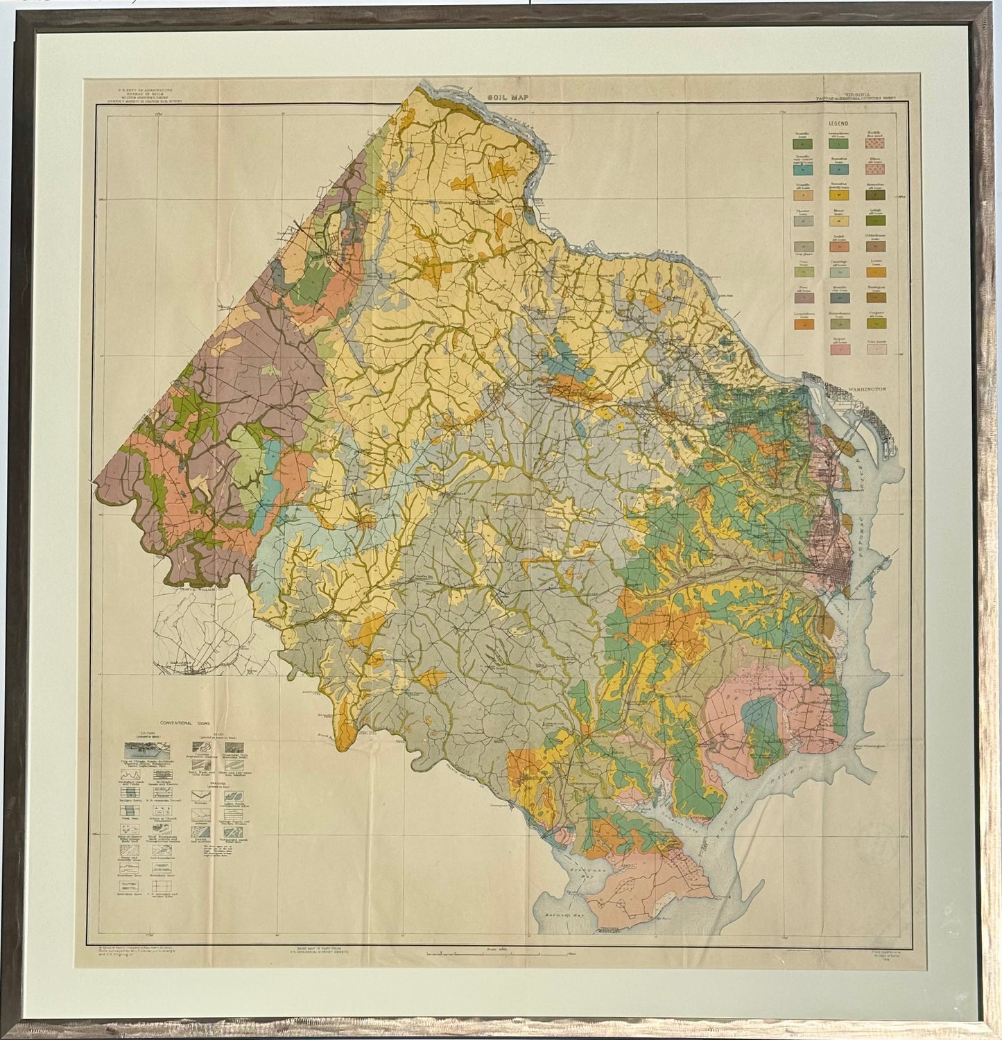 Virginia: Fairfax & Alexandria Counties Map, 1915 (Framed)