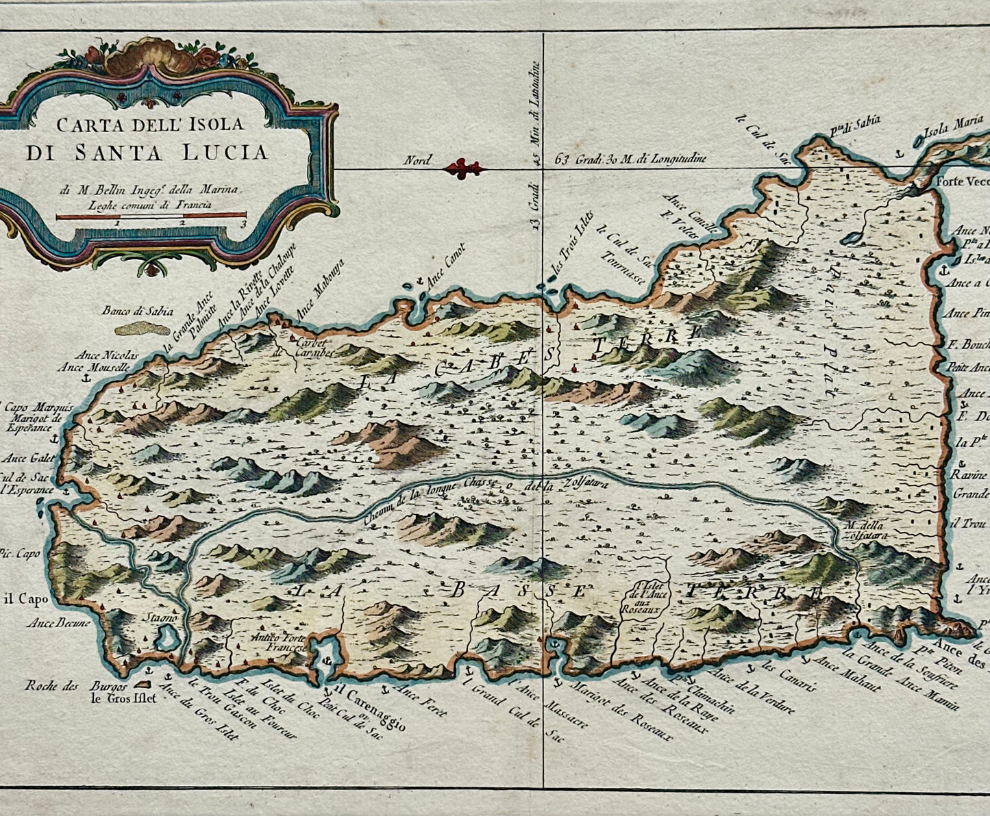 St. Lucia Original map by Jacques Bellin, 1781