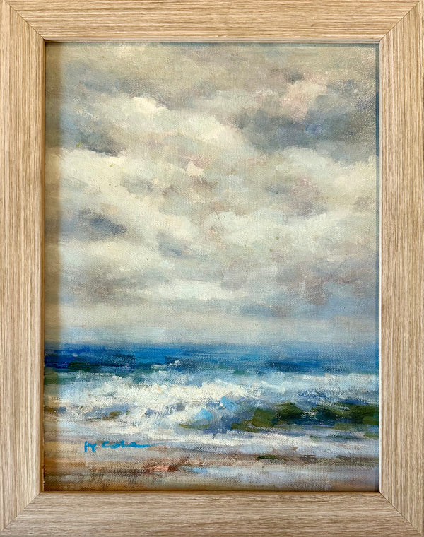 Seascape Ocean Waves Dramatic Stormy Impressionist Coastal Original Oil Painting by H. Cole