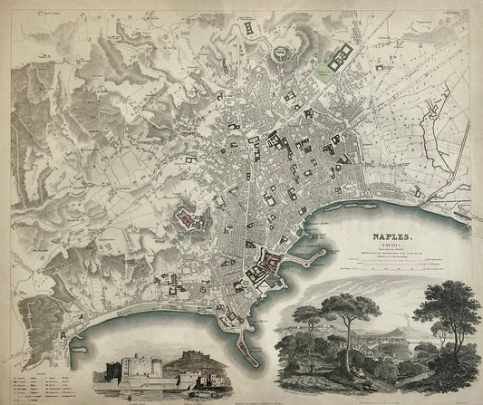 Naples Map by Baldwin, 1835