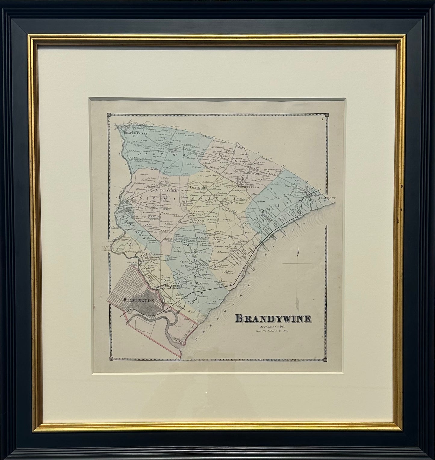 Brandywine Hundred, Delaware (Original framed engraving, 1868)