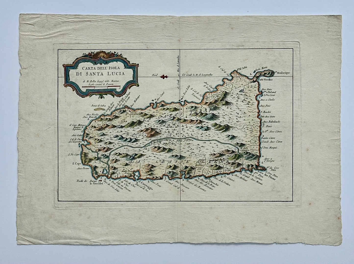 St. Lucia Original map by Jacques Bellin, 1781