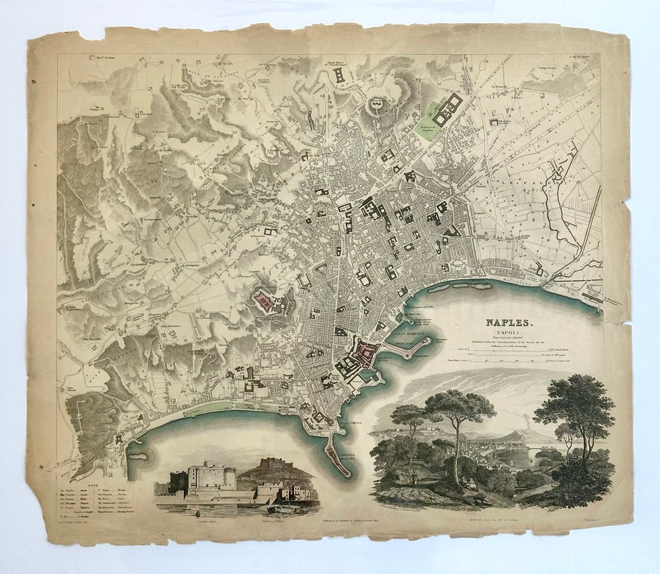 Naples Map by Baldwin, 1835