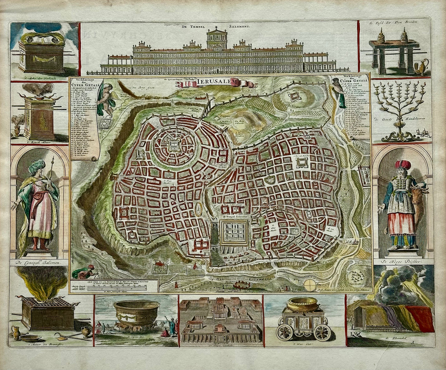 Jerusalem, Original Map by Daniel Stoopendaal, Circa 1710
