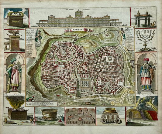Jerusalem, Original Map by Daniel Stoopendaal, Circa 1710