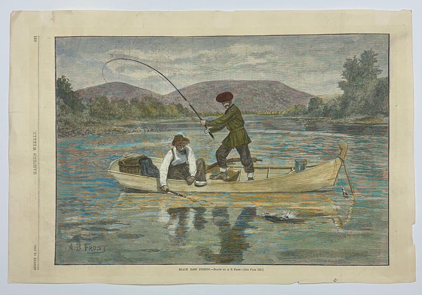 Black Bass Fishing after AB Frost Original Print, 1882