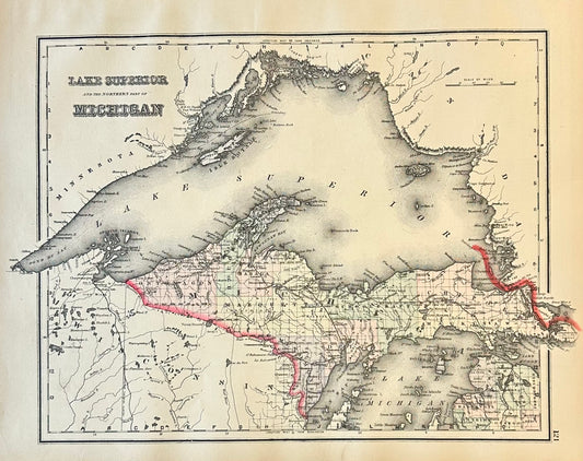 Michigan & Lake Superior Original Engraving by Samuel Mitchell, 1863