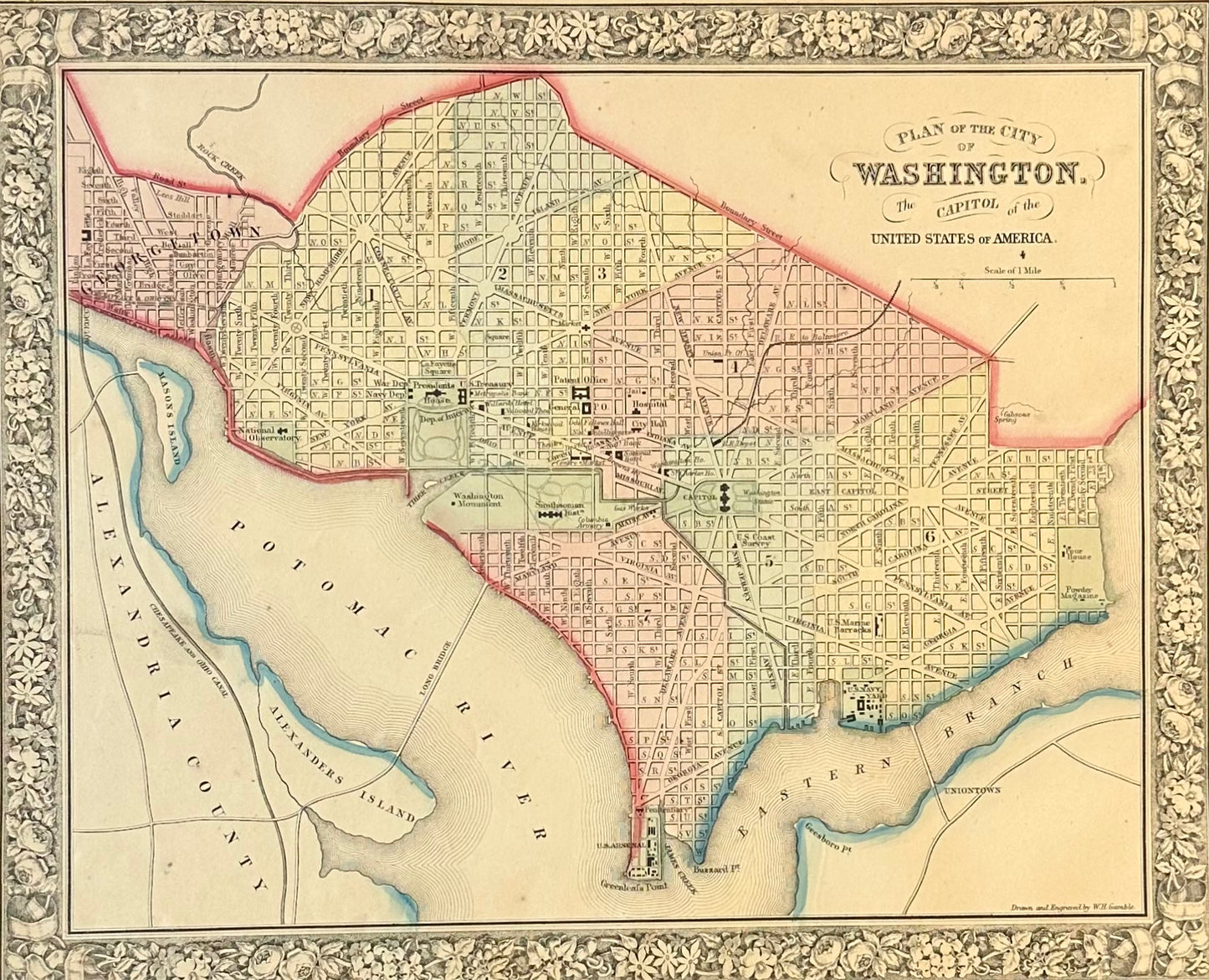 Washington DC by Augustus Mitchell, 1860