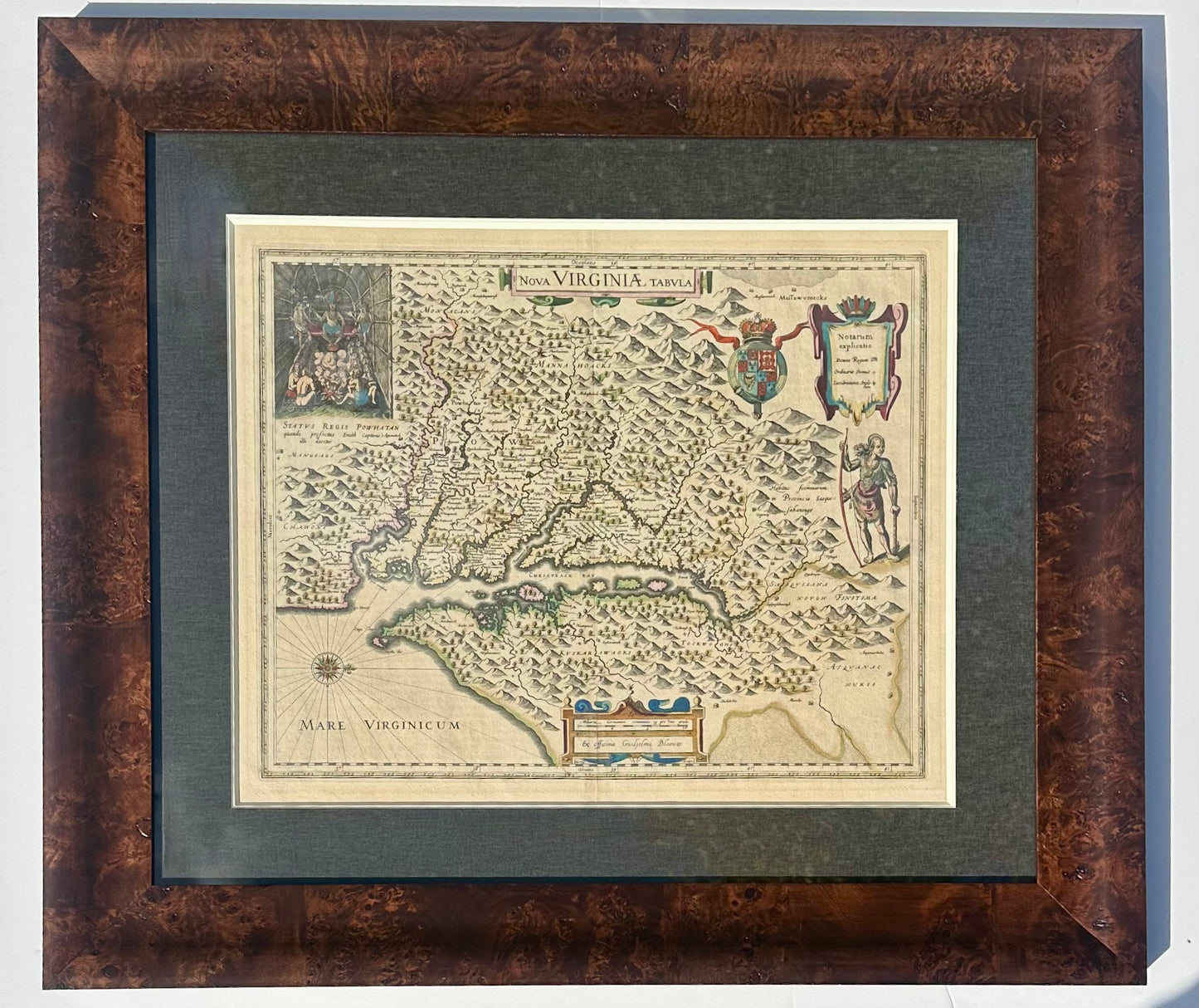 Virginia & Chesapeake Bay Map from Capt. John Smith By Willem Blaeu, 1618