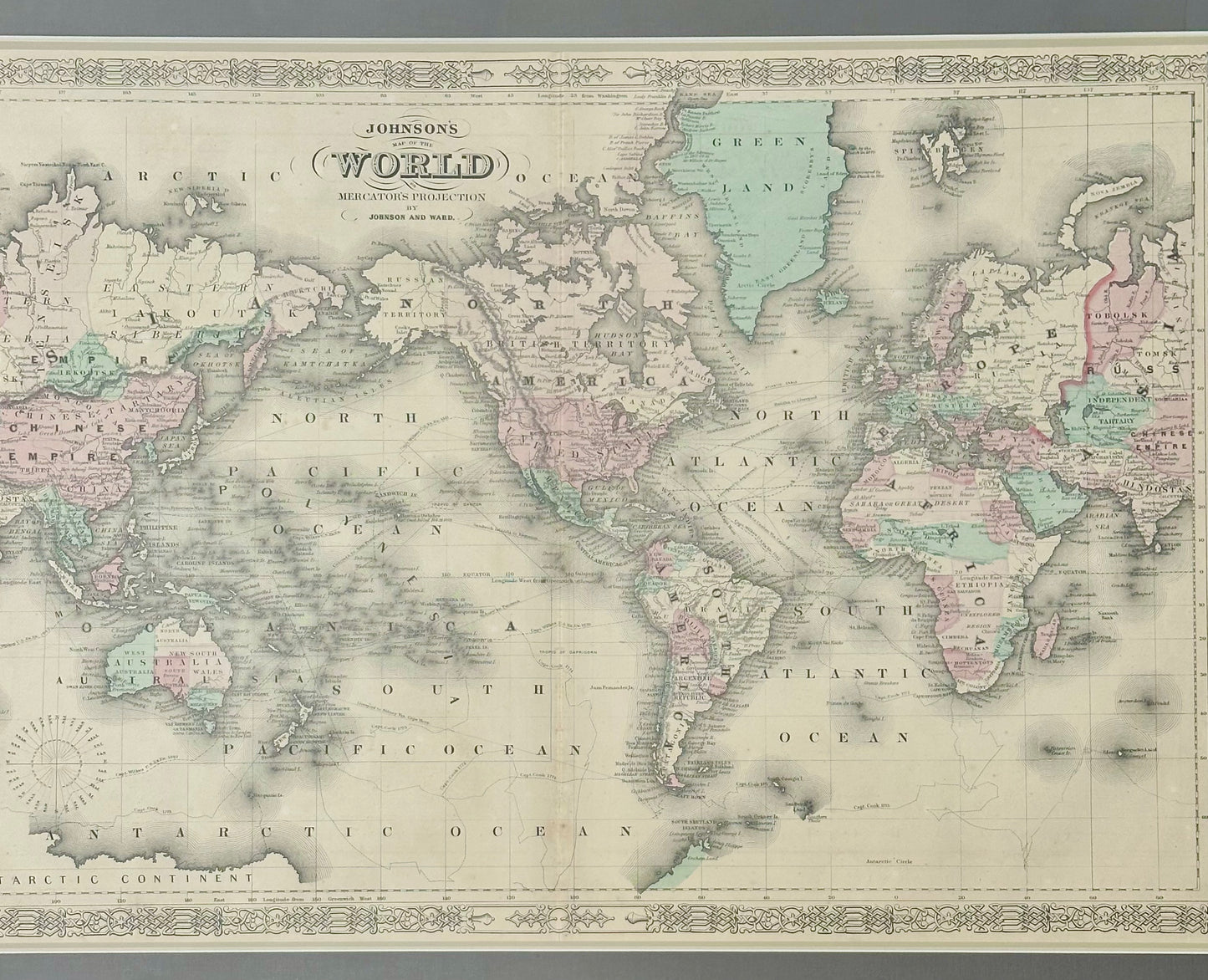 Map of the World on Mercator's Projection by Johnson, 1861