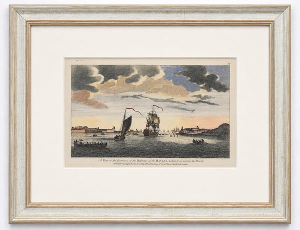 Havana Harbor Cuba by Peter Canot, 1764 | Rare Original Hand-Colored | Custom Framed