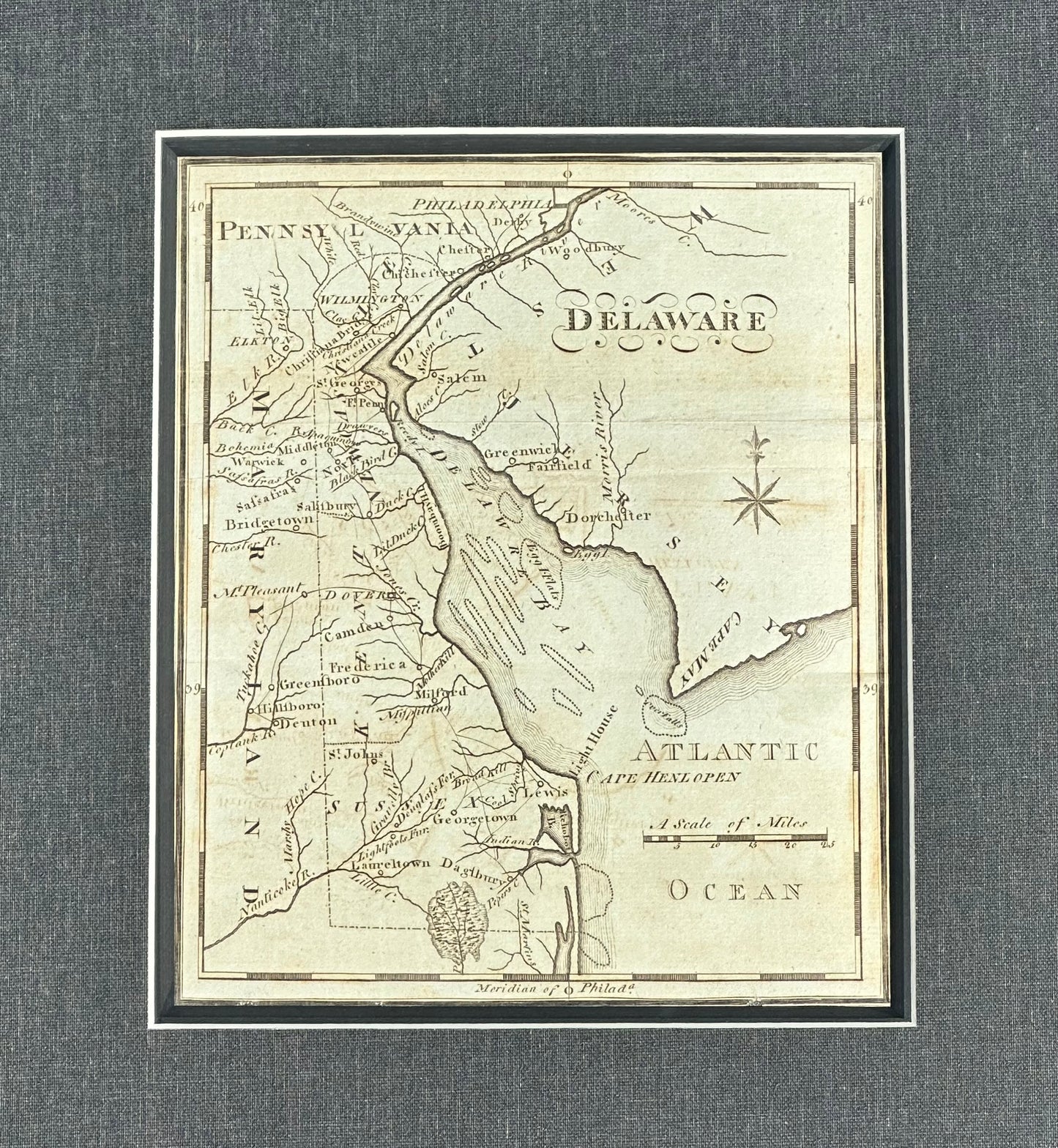 Map of Delaware by Matthew Carey, 1805 (framed)