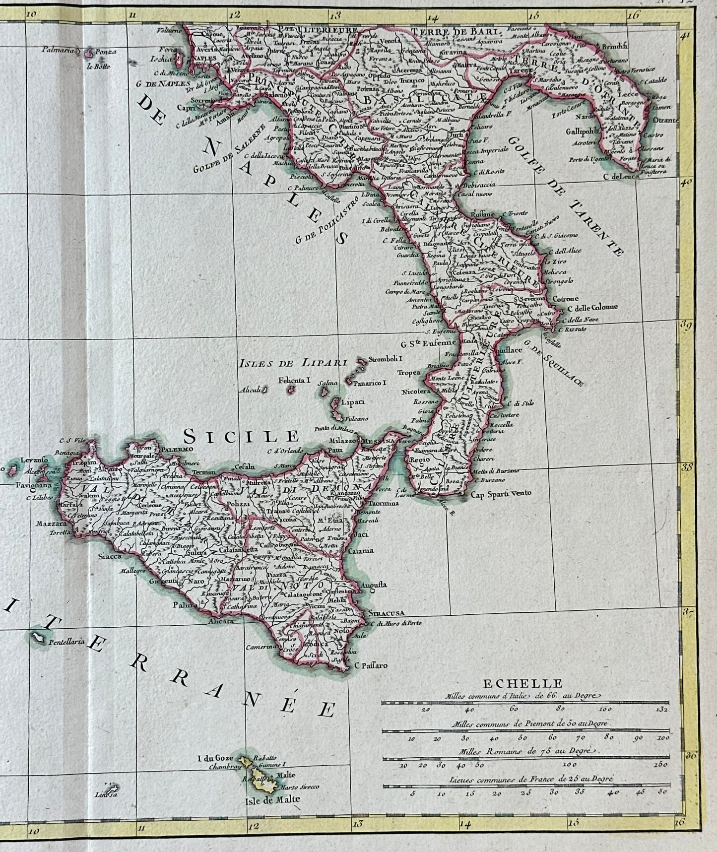 Northern & Southern Italy, Original double map by Lattre, 1762