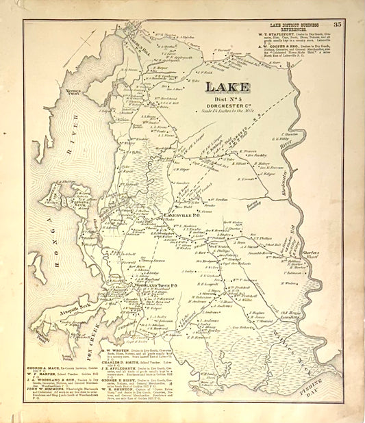 Lake Dorcester County Maryland Original map, 1877