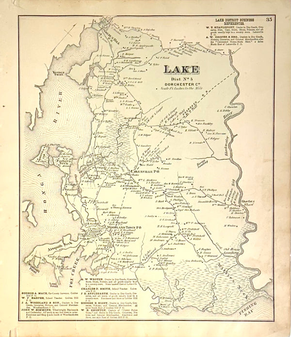 Lake Dorcester County Maryland Original map, 1877