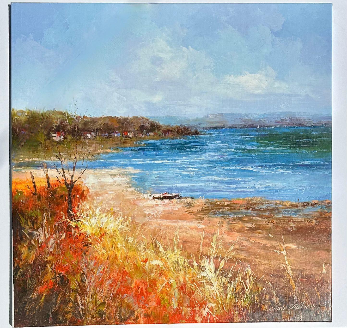 Coastal Shoreline Landscape, Original Oil Painting by Jan Matino