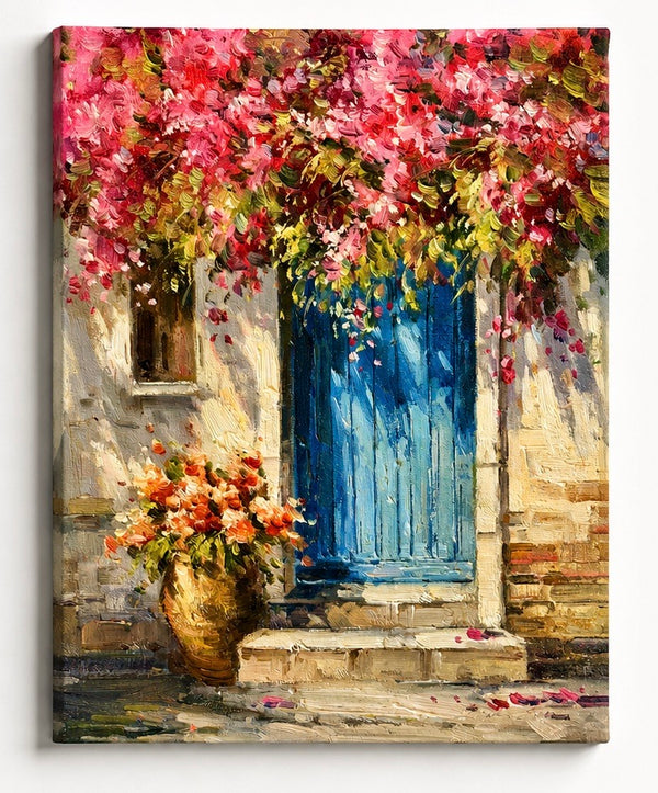 Original Coastal Doorway Oil Painting by Eric Son — Architectural Seaside Scene, 12 × 16
