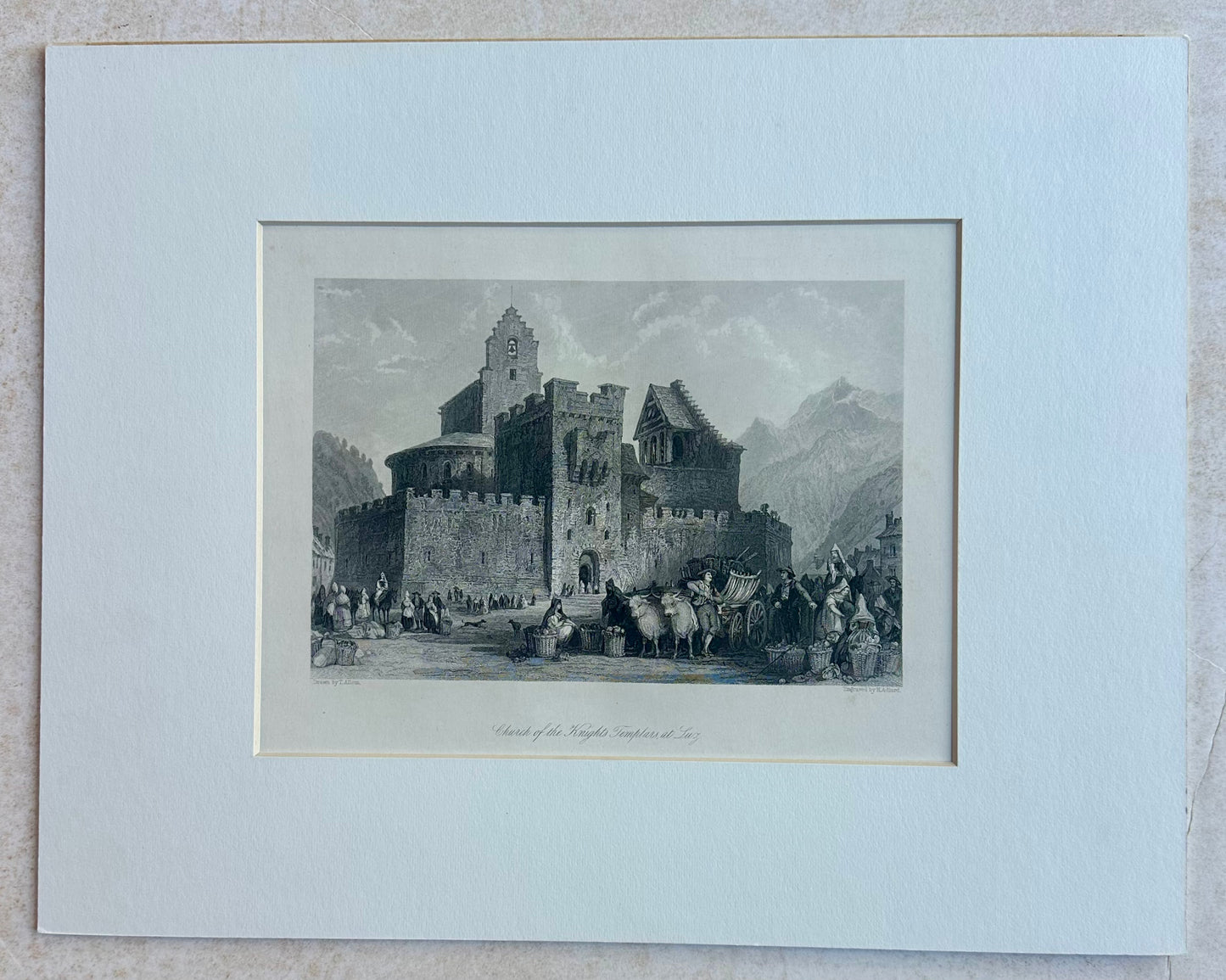 Church of the Knights Templars, at Luz" Original Print by Allom, 1845