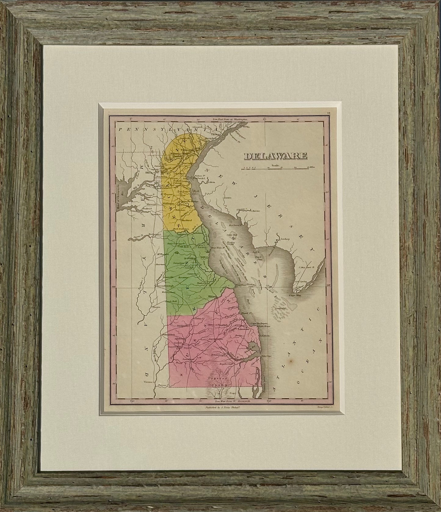 Map of Delaware by Anthony Finley, 1824 (framed)