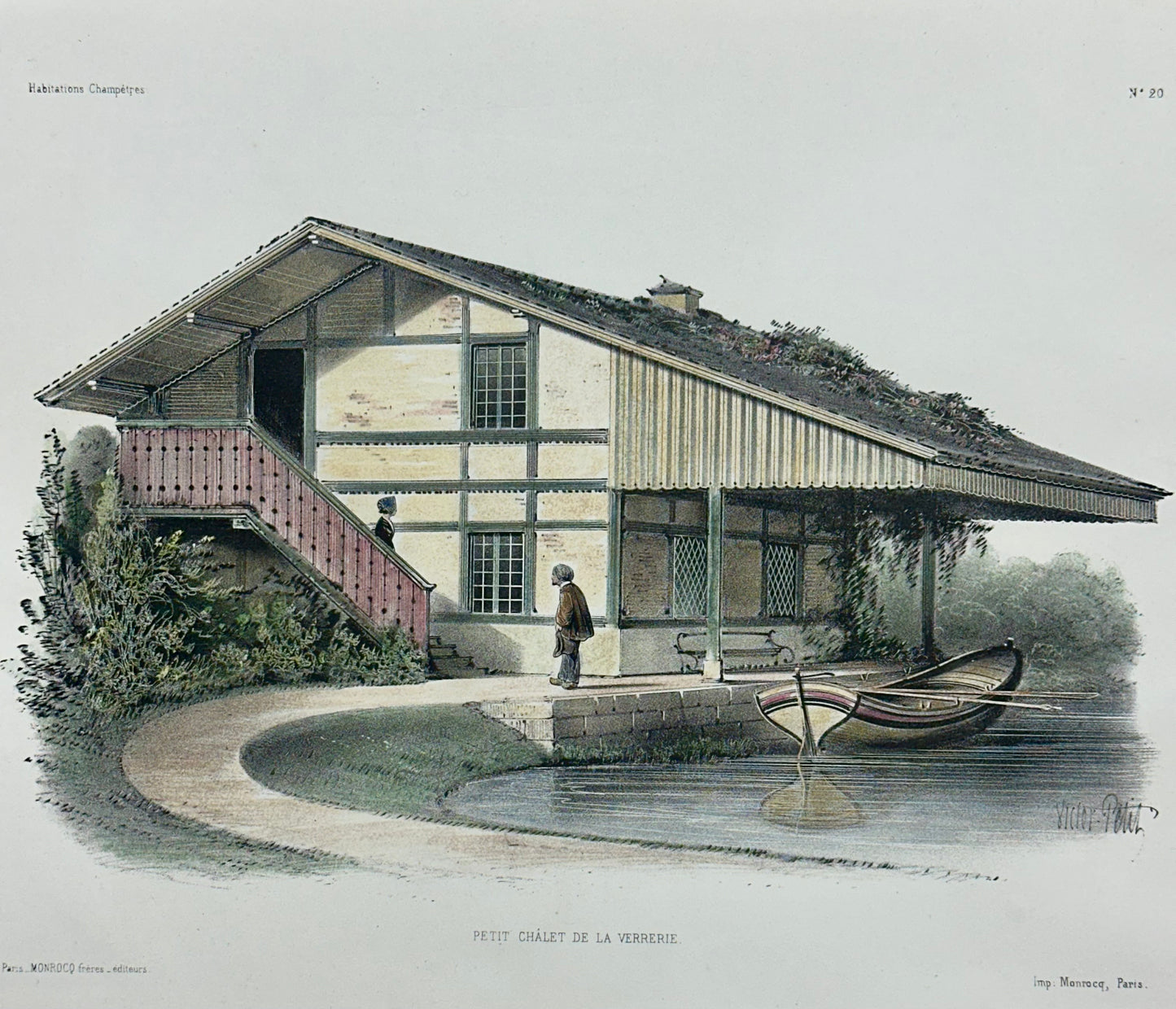 Petit Chalet De La Verrerie Original Lithograph, 1860