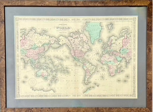 Map of the World on Mercator's Projection by Johnson, 1861