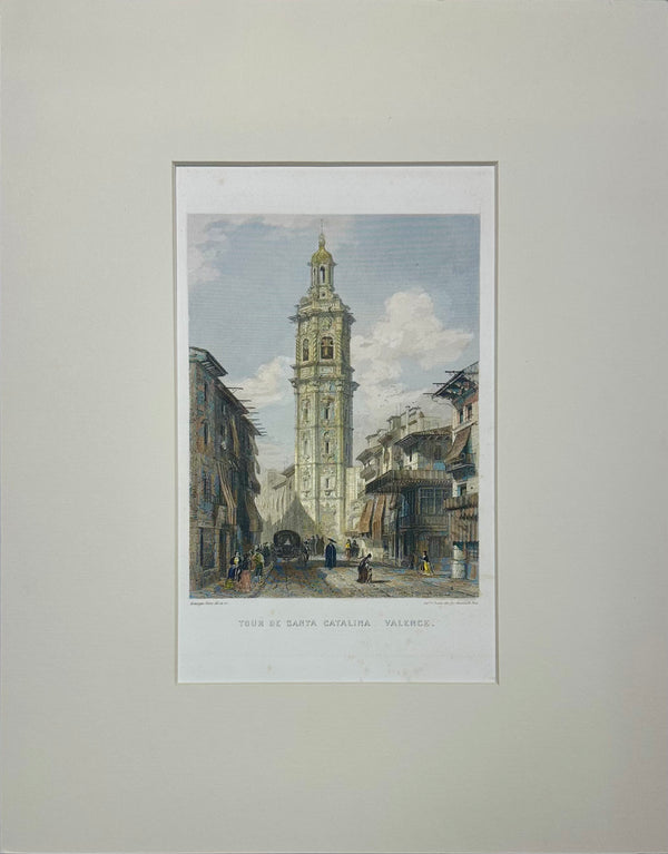 Church of Santa Catalina, Valencia, Spain Original Engraving, Circa 1851