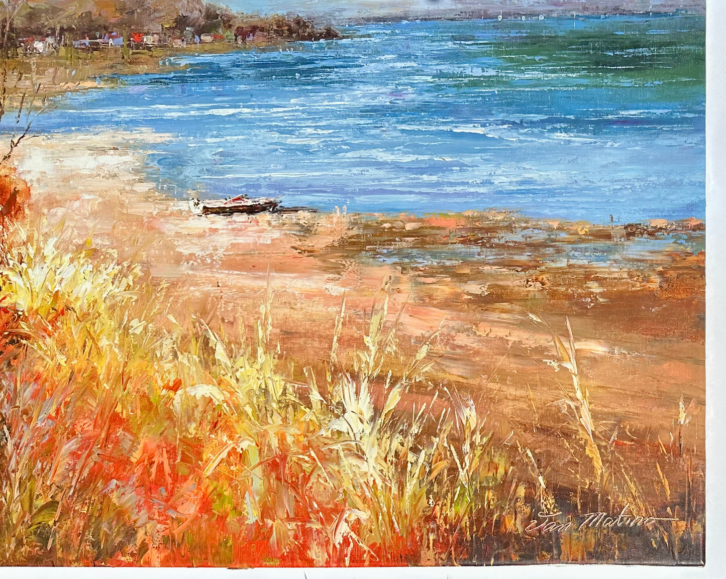Coastal Shoreline Landscape, Original Oil Painting by Jan Matino