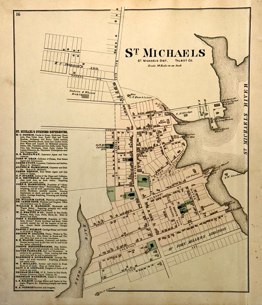 St. Michaels, Talbot County Maryland Original map, 1877