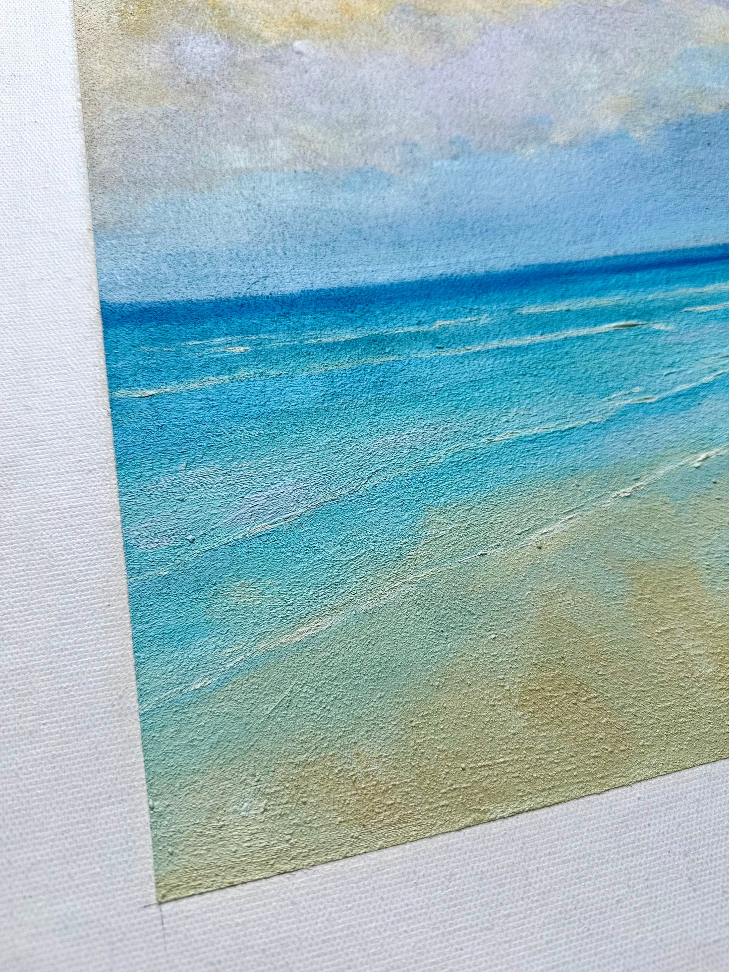 Serene Coastal Beach Scene - Original Oil, Unstretched Canvas, by Arciero