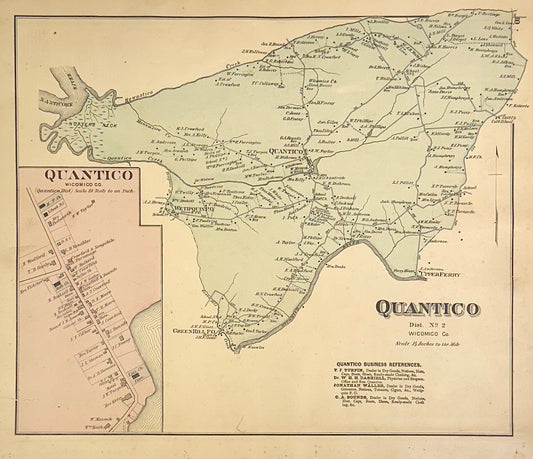 Quantico, Upper Ferry & Greenhill Maryland (Wicomico County) Map, 1877