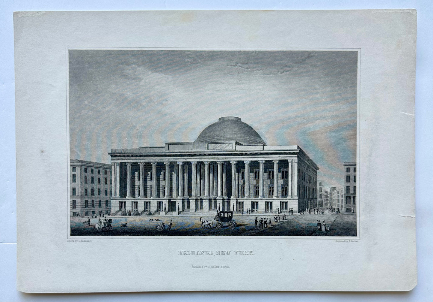 Exchange building in New York City, Original Print, 1850