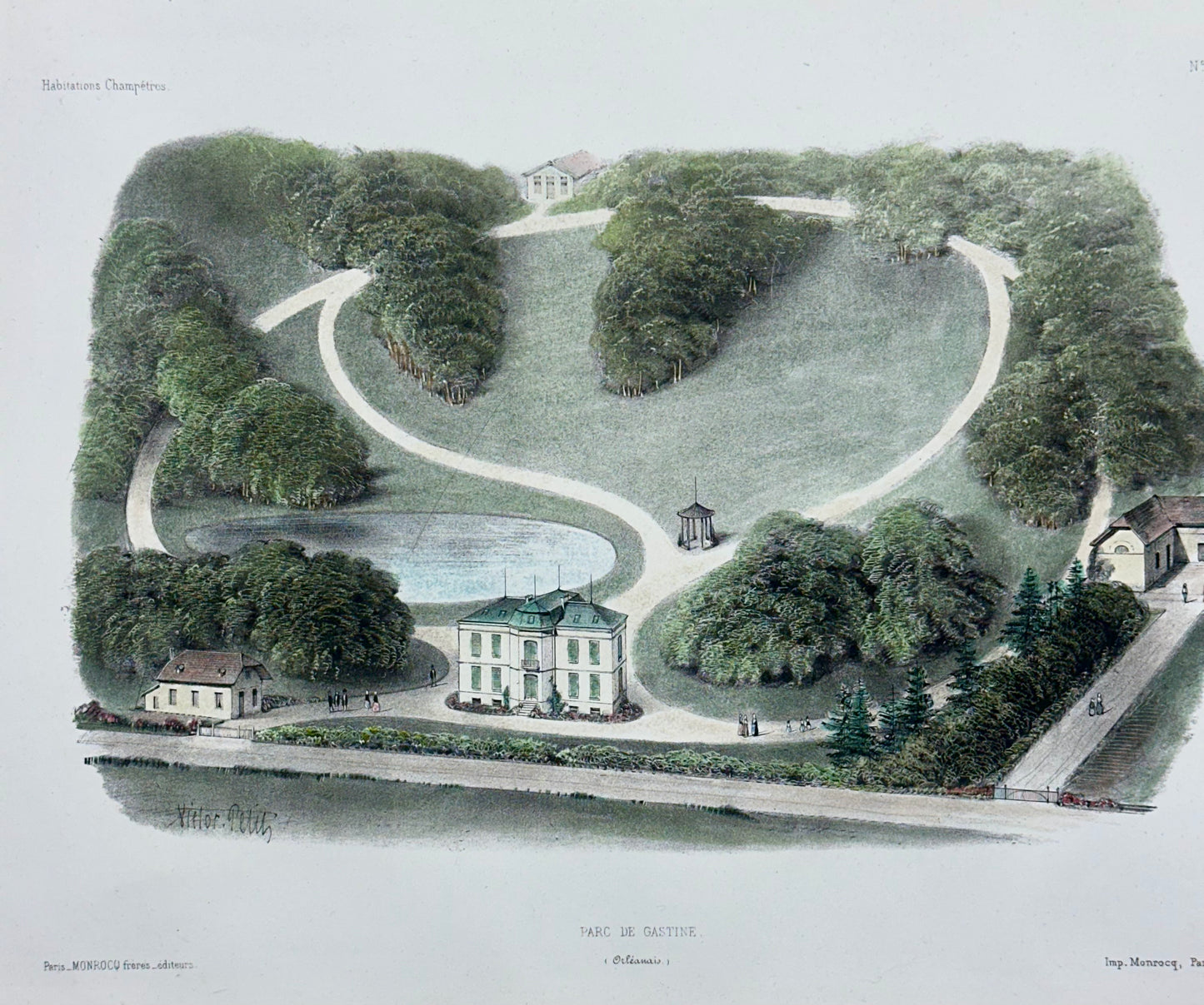 Parc De Gastines Original Lithograph, 1860