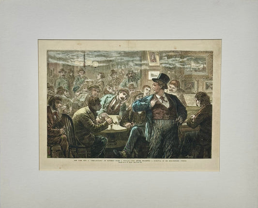 New York City on a Saturday Night, original engraving, 1873
